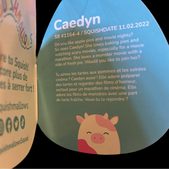 Caedyn the Cow (eyes closed version) 8-inch Original Squishmallow NWT - Picture 7 of 11